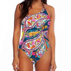 Trina Turk Swimsuit One Piece Moroccan Paisley One Shoulder